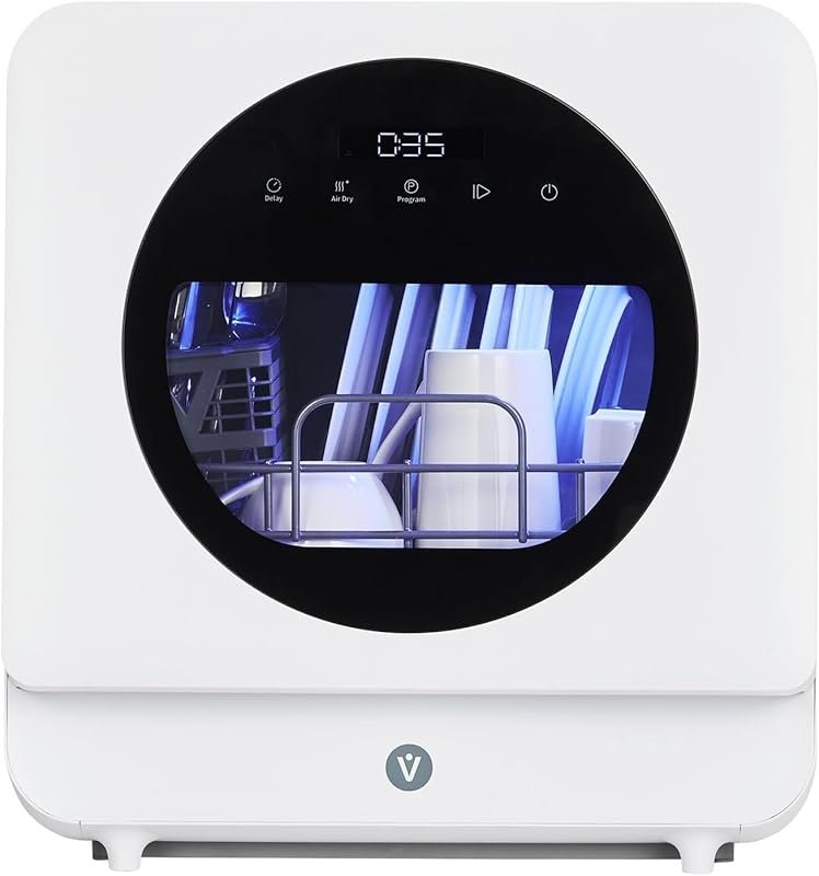 Smart Compact Dishwasher with 6 Cycles & Self-Priming for Apartments &