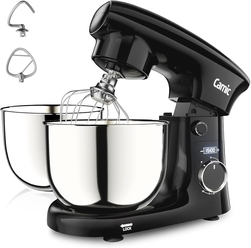 Camic 4.2QT+5.3QT Two-Bowl Stand Mixer with 10 Speeds & Digital Settin