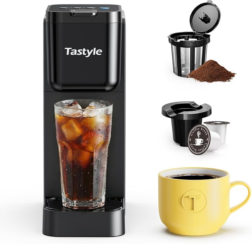 Tastyle Single Serve Coffee Maker for K-Cup & Grounds, Up to 16oz, Fit