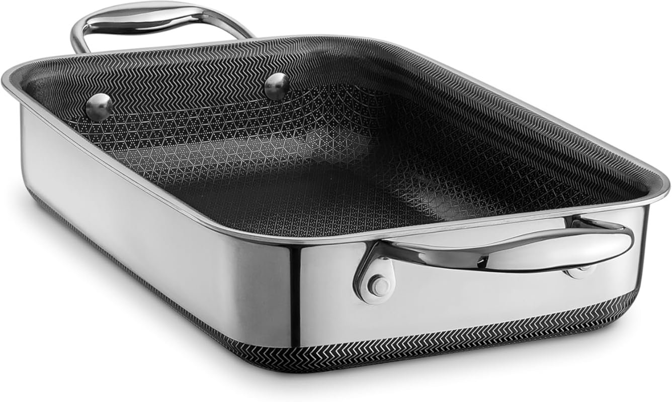 HexClad Rectangular Nonstick Roasting Pan – Oven-Safe Up to 900°F