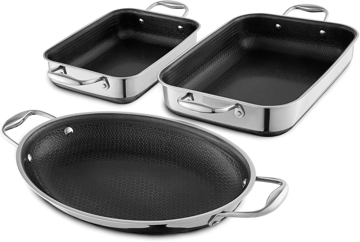HexClad Hybrid Nonstick 4-Piece Roasting Set – Oven & Dishwasher Safe
