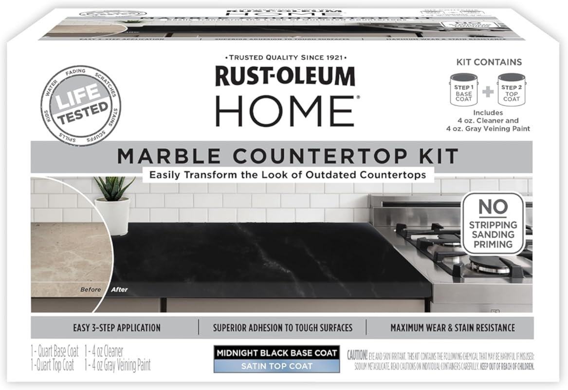 Rust-Oleum Marble Countertop Coating Kit, 72 fl oz, Black Gloss Finish