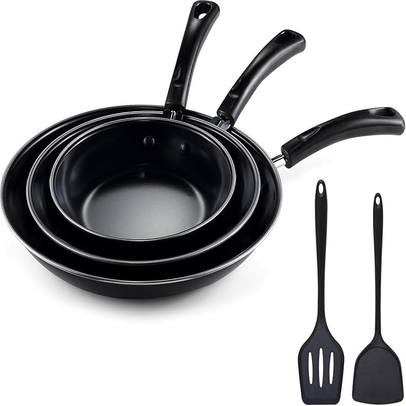 hunnycook 3-Piece Iron Skillet Set with Silicone Spatulas, Nonstick Co