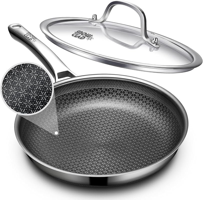 OATOFP 12-Inch Non Stick Frying Pan with Lid, Hybrid Improved Skillet,