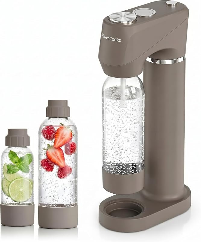 Home Sparkling Water Soda Maker with 2 BPA-Free Bottles (1L + 0.5L) - 