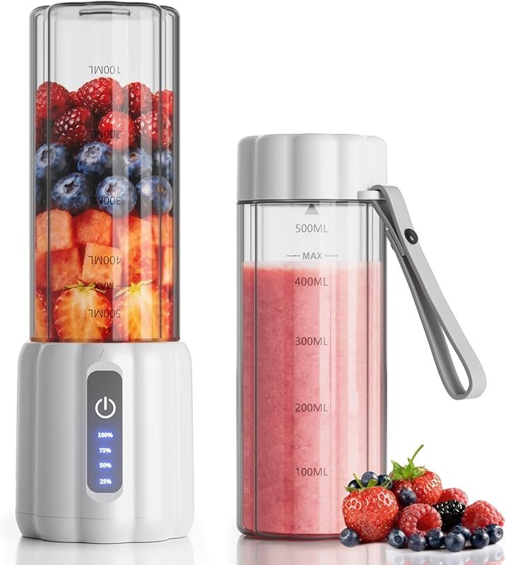 Portable Blender with LED Display & USB-C Rechargeable, 6-Blade Shake 