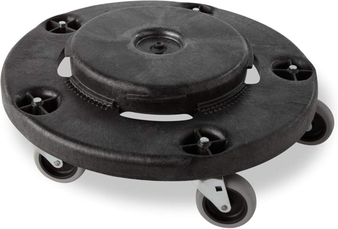 Rubbermaid BRUTE Dolly Black Fits 20-55 Gallon Containers, Ideal for C