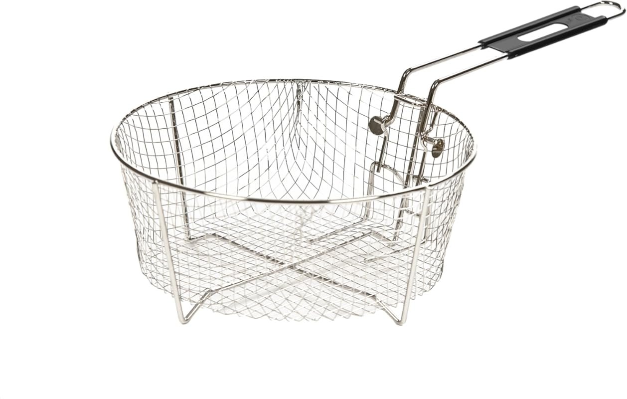 Lodge Silver Deep Fry Basket – 11.5 Inch Nickel-Plated Steel for Safe 