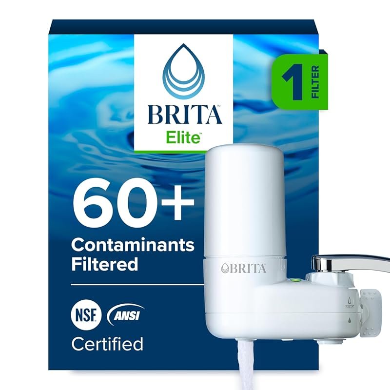 Brita White Faucet Mount Water Filter System, No-Wait Filtration, Easy