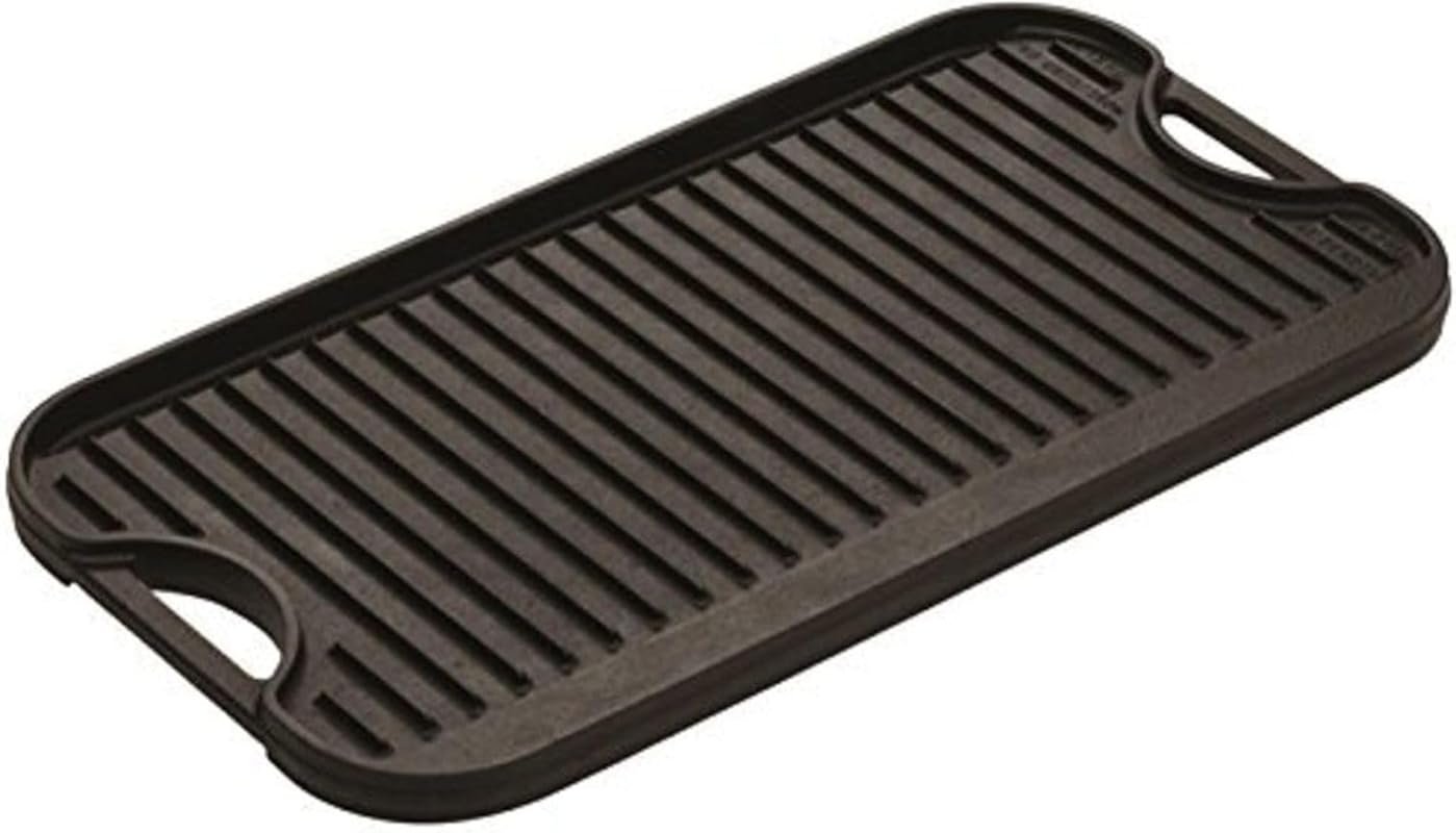 Lodge Pro-Grid Reversible Cast Iron Griddle – Double Burner, Even Heat