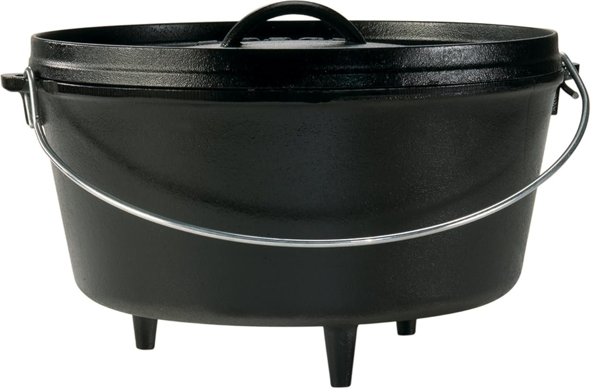 Lodge 8 Qt Pre-Seasoned Cast Iron Camp Dutch Oven, Dual Handles, Oven 