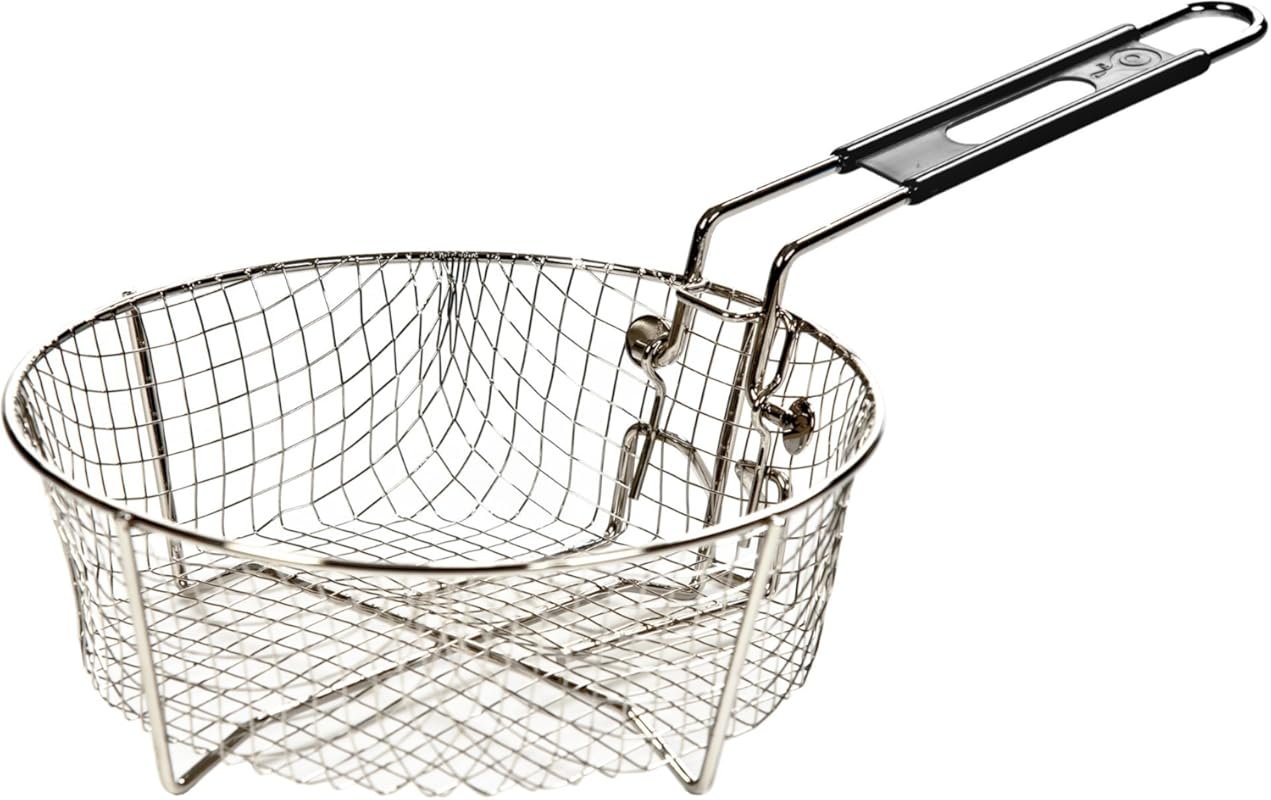 Lodge Deep Frying Basket – Nickel-Plated Steel for Safe, Easy Outdoor 