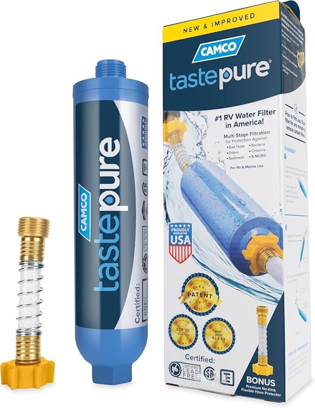 Camco Tastepure RV Inline Water Filter with GAC & KDF Filtration – Mad