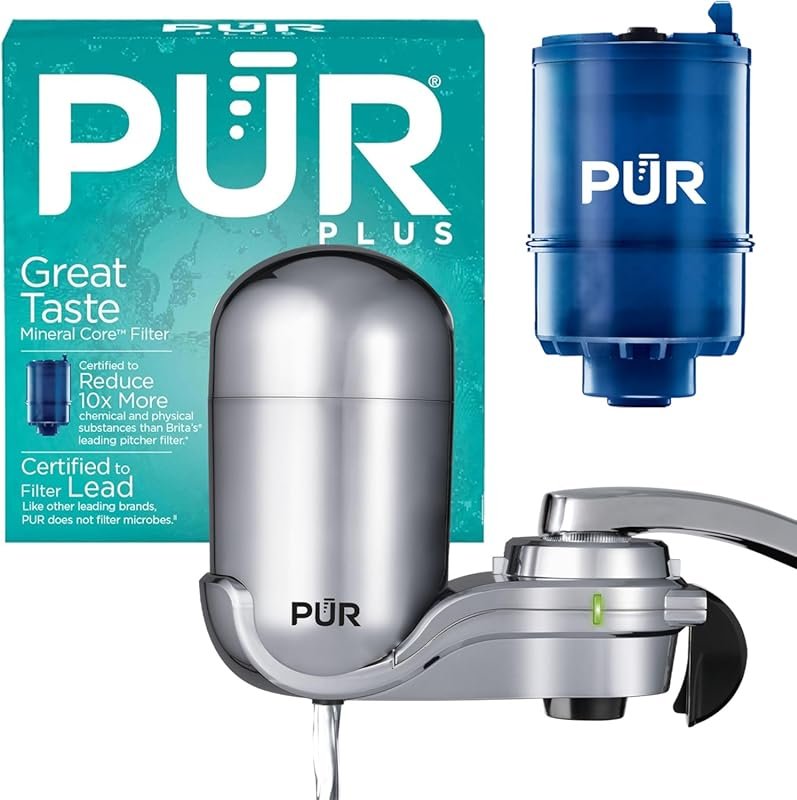 PUR Plus Vertical Faucet‑Mount Water Filter – Lead‑Reducing, Great‑Tas
