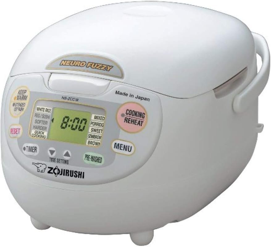 Zojirushi Neuro Fuzzy 10-Cup Rice Cooker with Premium White Design and