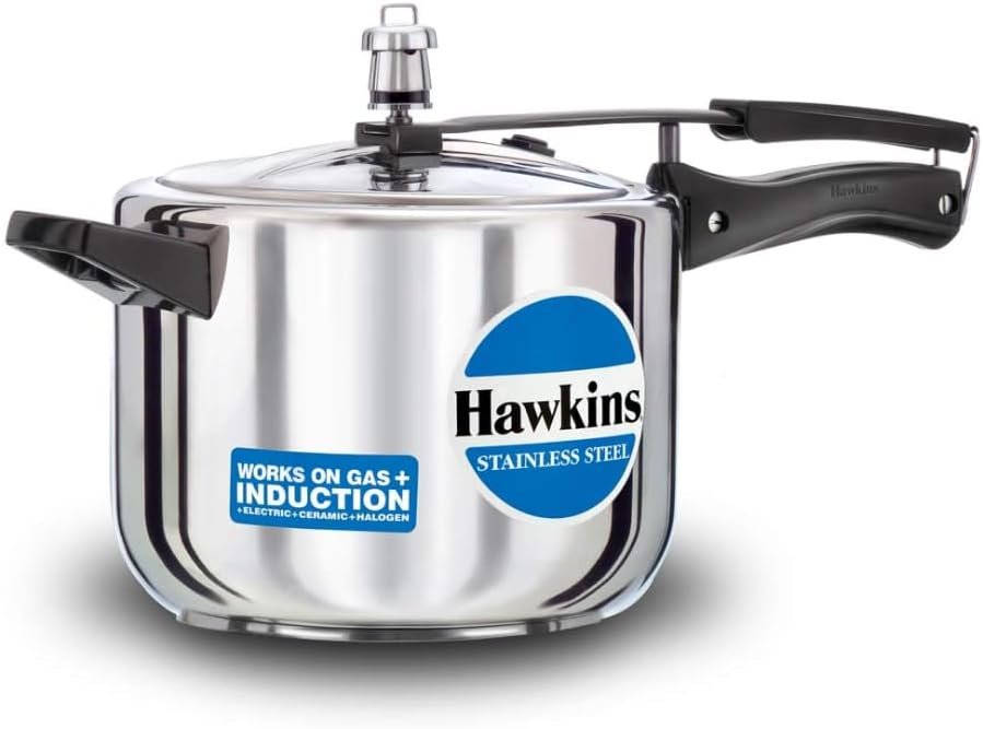 Hawkins 5L Stainless Steel Pressure Cooker, Durable Construction, Univ