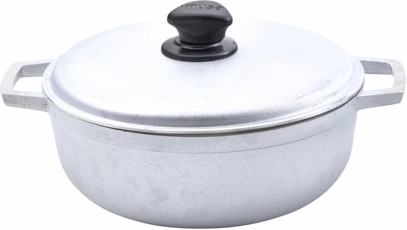 IMUSA Traditional Caldero 4.8-Quart Silver Pot with Lid, Made in Colom