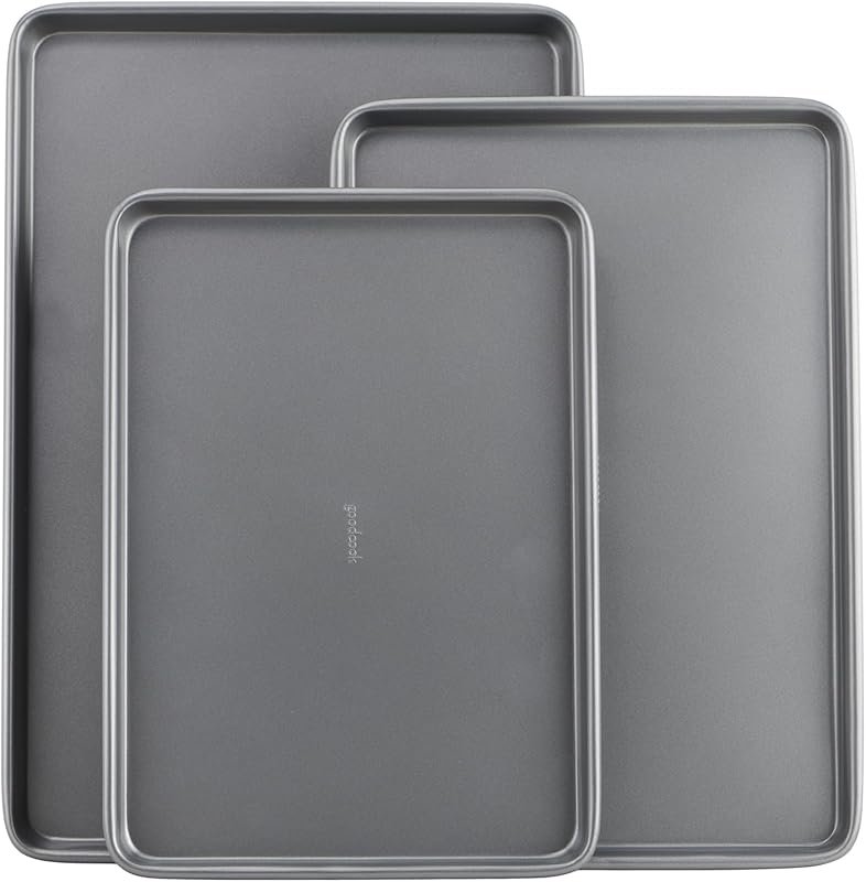 GoodCook Everyday Nonstick Carbon Steel Baking Sheet Set, 3 Pack, 13×9