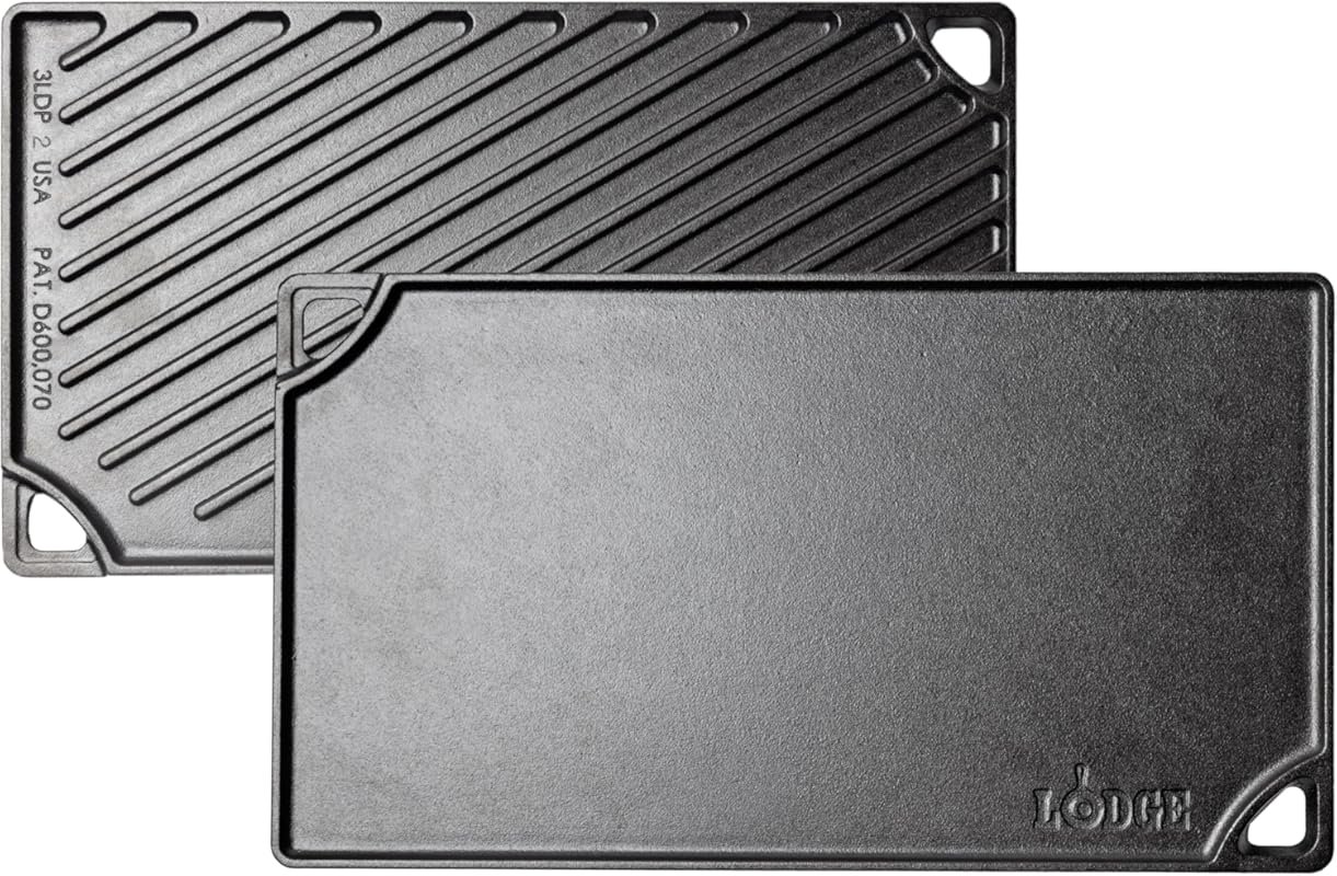 Lodge Reversible 16.75×9.5 Cast Iron Grill/Griddle – Pre‑Seasoned, PF