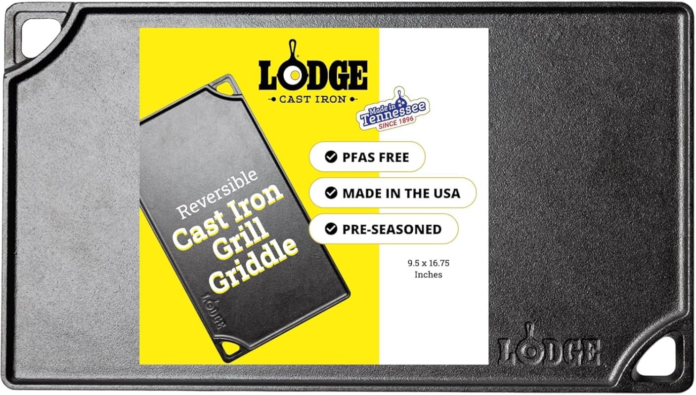 Lodge Double Play Reversible Cast Iron Grill/Griddle, Dual-Sided, Seas