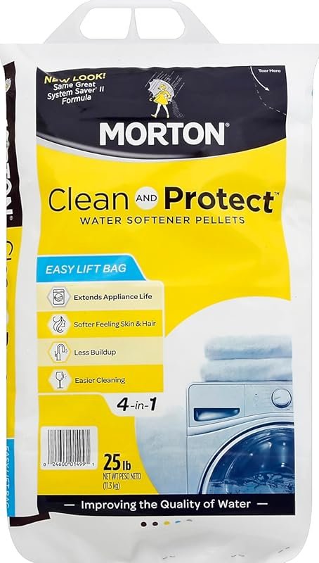 Morton Clean Protect Water Softener Salt Pellets, 25 lb - Dual-Action 