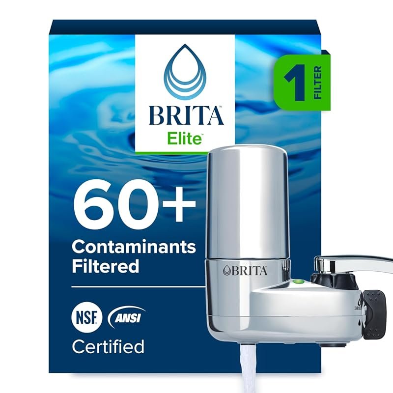 Brita Chrome Faucet Mount Water Filter System, No-Wait Filtration, Eas