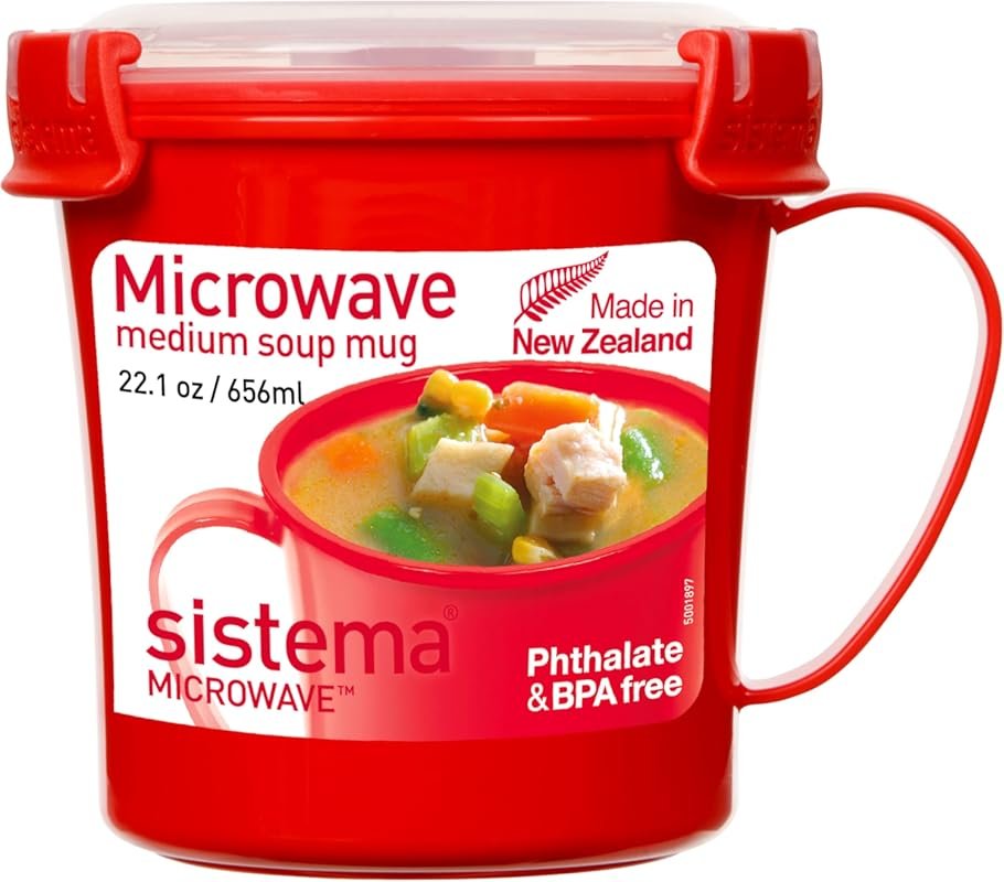 Sistema Microwave Soup Mug with Lid and Steam Release Vent for Quick H