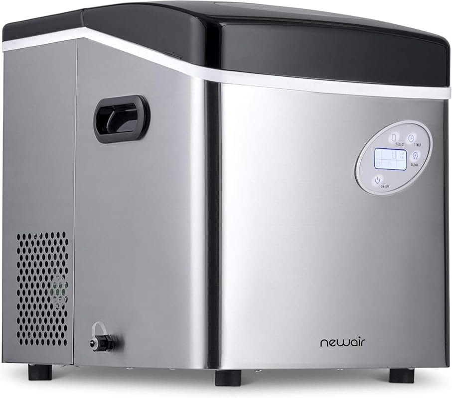 NewAir 50lb Countertop Ice Maker: 12 Cubes in 7 Mins, 3 Sizes, Self-Cl