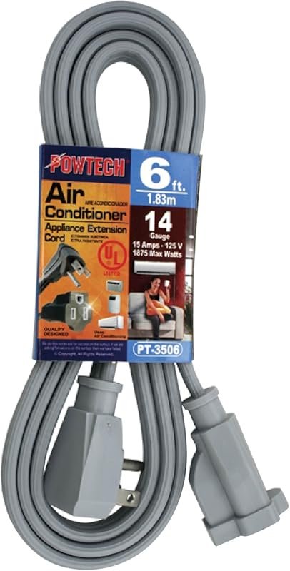 6‑Foot Heavy‑Duty Air Conditioner Extension Cord, UL‑Listed 14‑Gauge