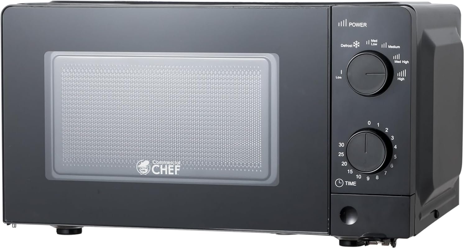 Commercial Chef 0.6 Cu.Ft Mechanical Microwave Oven, 700W, Pull Handle