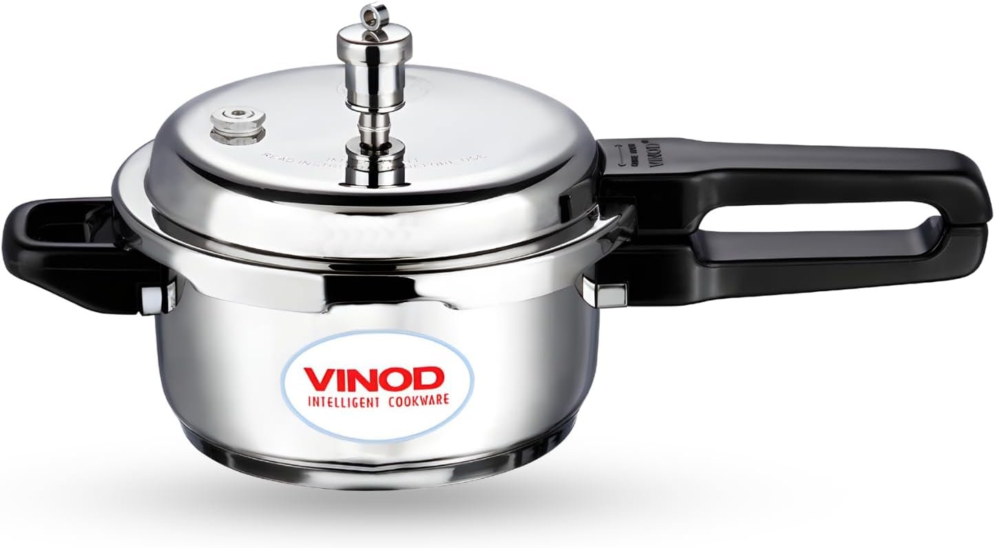 Vinod 5L Stainless Steel Sandwich Bottom Pressure Cooker, Medium