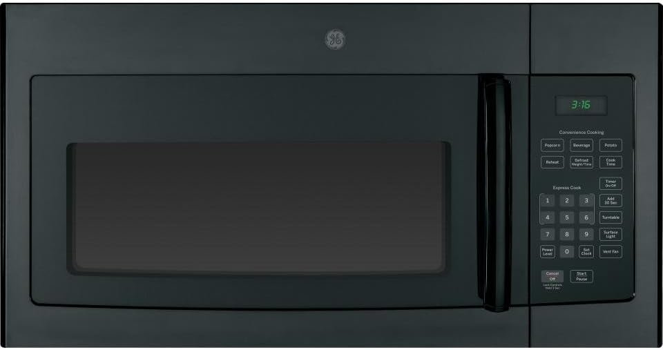GE JVM3160DFBB Black Over-the-Range Microwave with 1.6 Cu. Ft Capacity