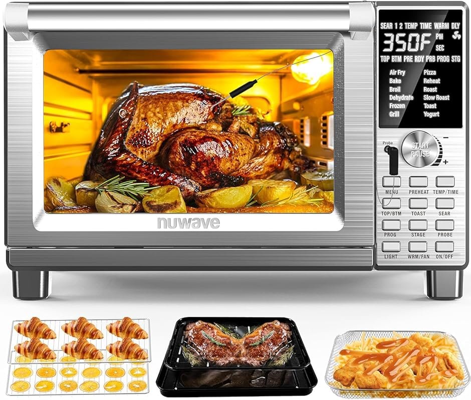 Nuwave Bravo 30QT Air Fryer Toaster Oven with 12-in-1 Functions & Temp