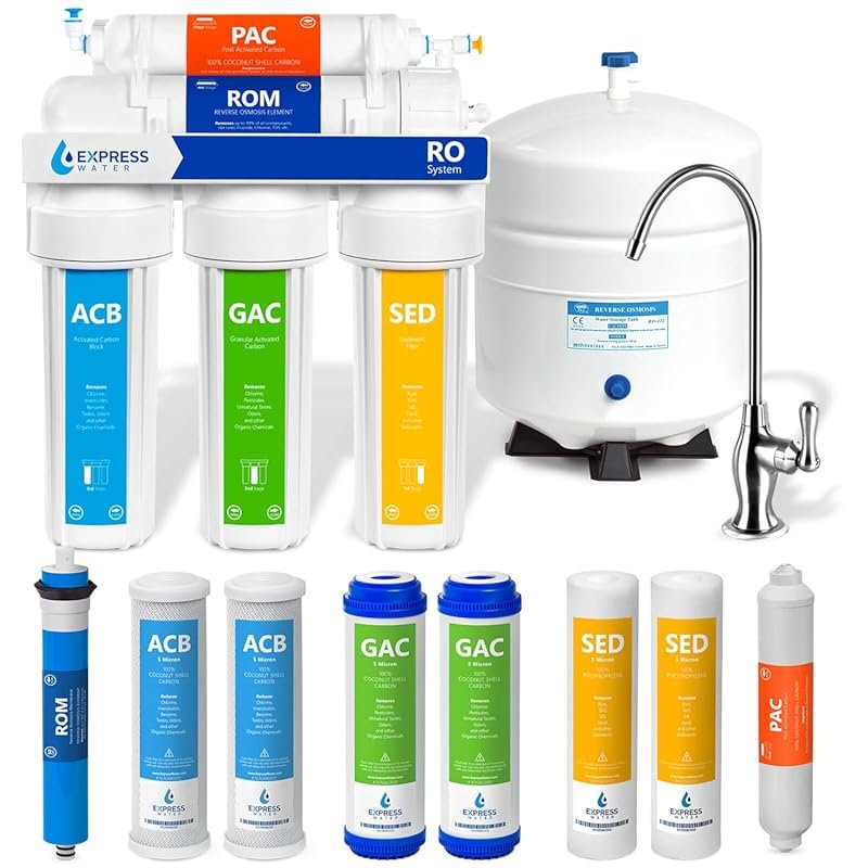 Express Water RO5DX NSF Certified 5-Stage Under Sink RO System with Ta