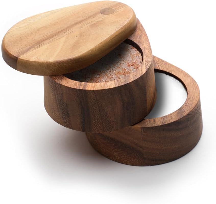 Double Layer Acacia Wood Swivel Salt Cellar Box – Ironwood Gourmet Sto