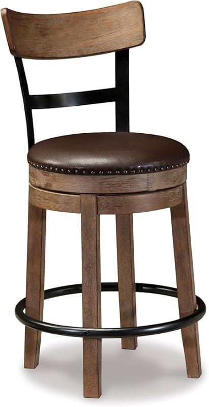 Signature Design Ashley Pinnadel Swivel Counter Stool, Faux Leather Se