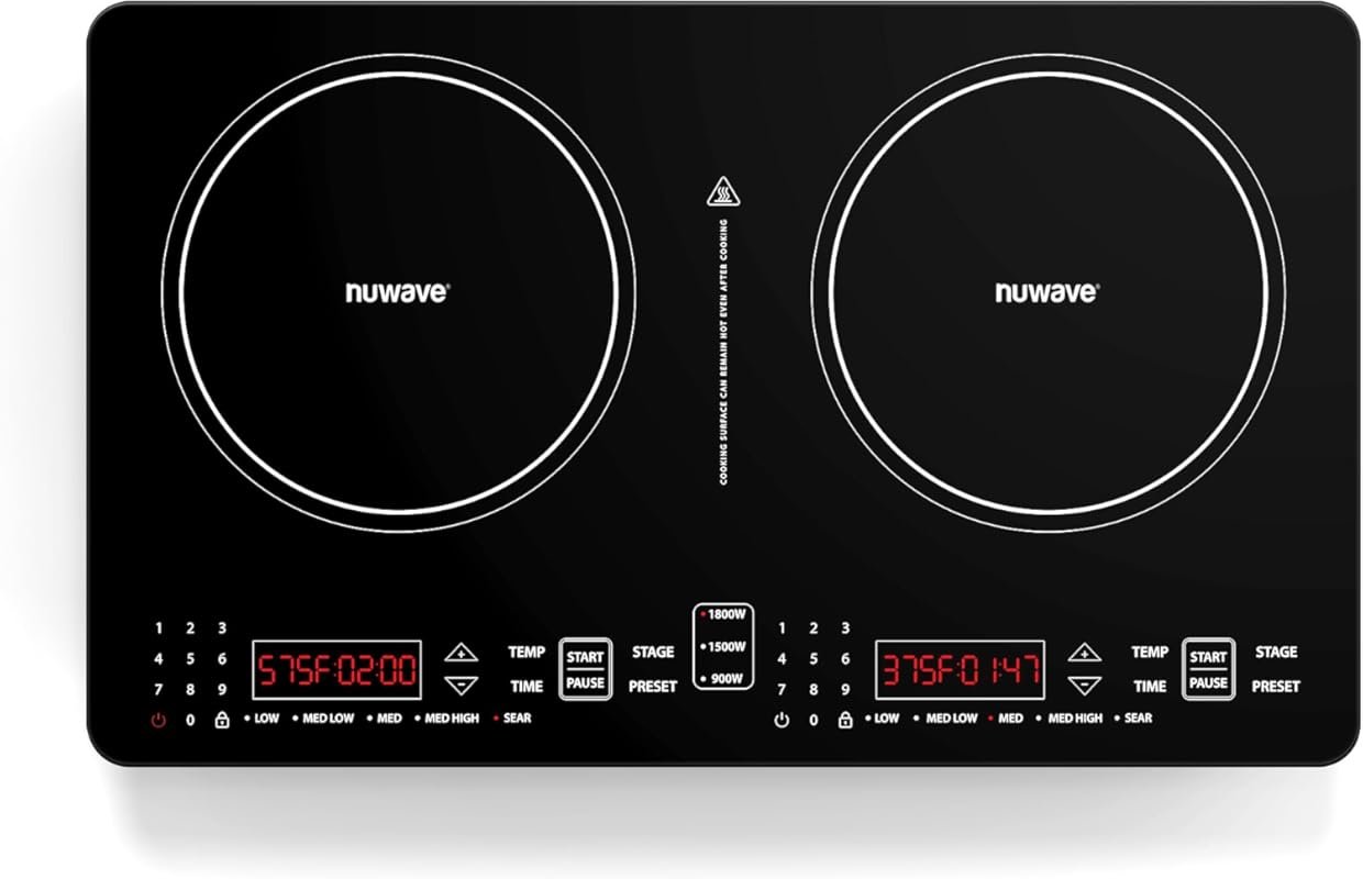 Nuwave PIC Double Induction Cooktop, 900W–1800W Options, 8