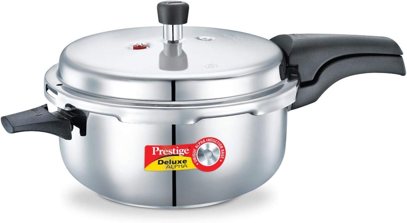 Prestige Alpha Deluxe 5L Induction Base Stainless Steel Pressure Pan, 