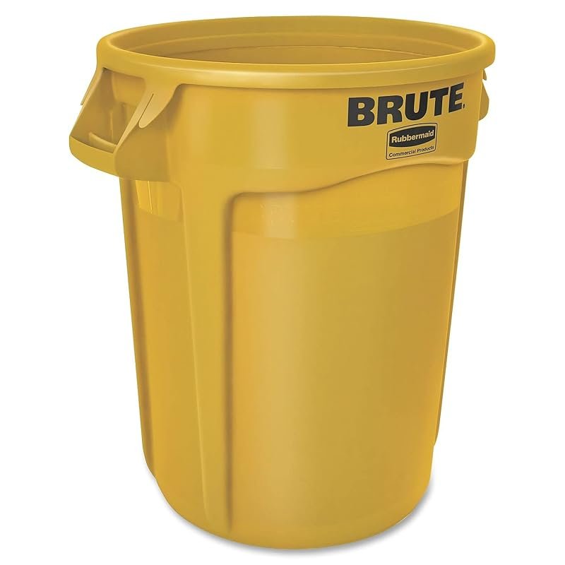 Rubbermaid BRUTE 32 Gal Yellow Vented Trash Container for Construction