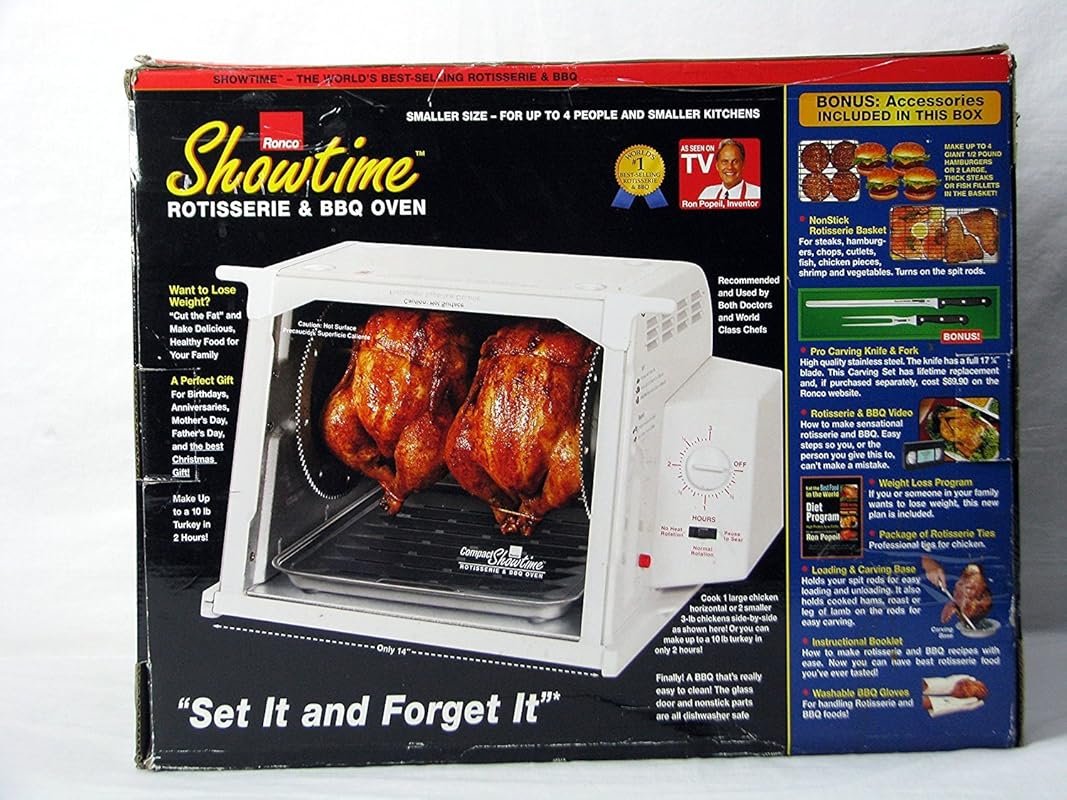 Ronco Showtime Compact Rotisserie & BBQ Oven with Bonus Accessories, W