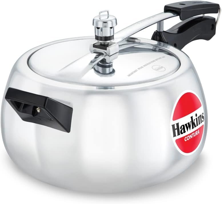 Hawkins Contura 5L Handi Pressure Cooker, Silver Aluminium Body, Inner