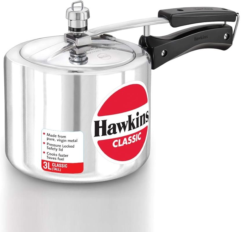 Hawkins Aluminium 3 Liter Classic Tall Inner Lid Pressure Cooker, Silv