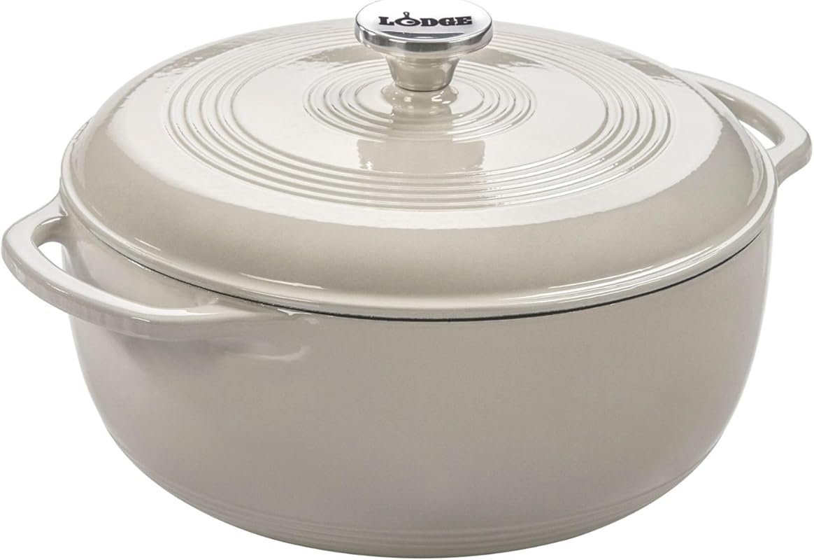 Lodge Essential Enamel Cast Iron Dutch Oven – 6QT Moisture-Sealing Lid