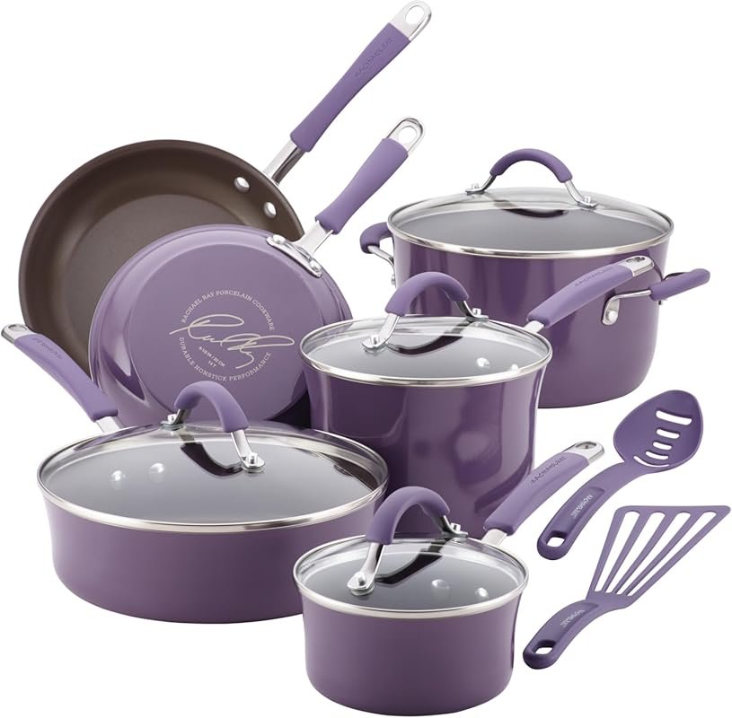 Rachael Ray Cucina 12-Piece Nonstick Cookware Set in Lavender Purple