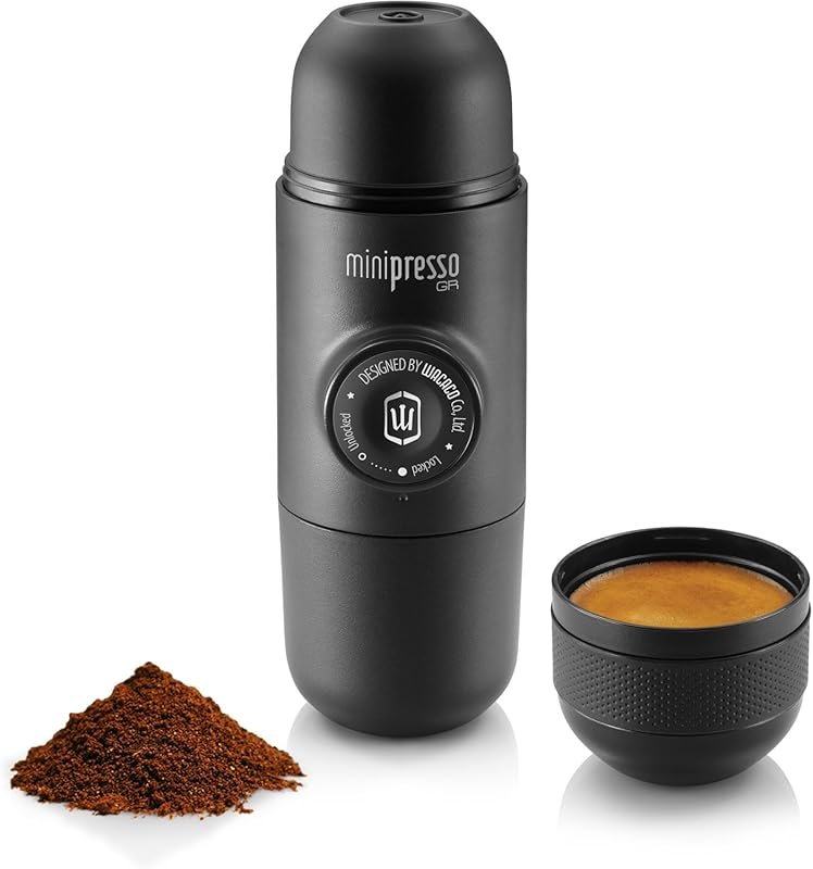 Wacaco Minipresso GR portable hand-operated espresso maker, compatible
