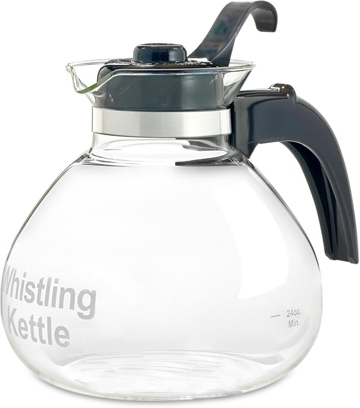 Borosilicate Glass Whistling Tea Kettle, BPA-Free German Made, 12 Cup 