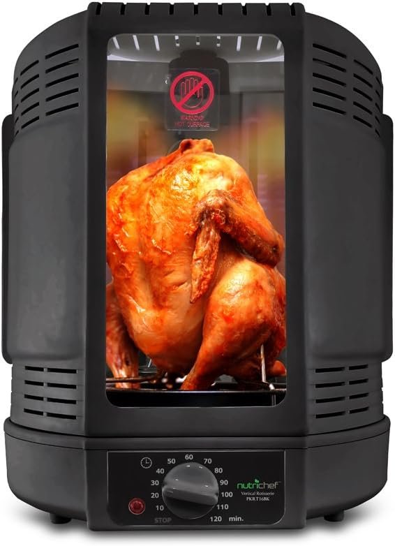 NutriChef Vertical Rotisserie Oven with Skewer Rack, Basket Tower & Ro
