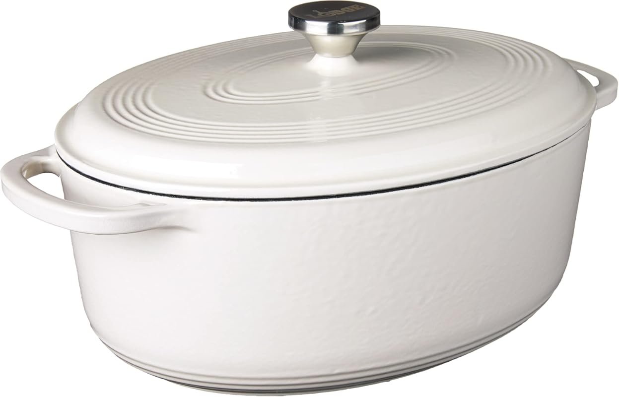 Lodge 7 Qt Enameled Cast Iron Oval Dutch Oven, Dual Handles, Oven Safe
