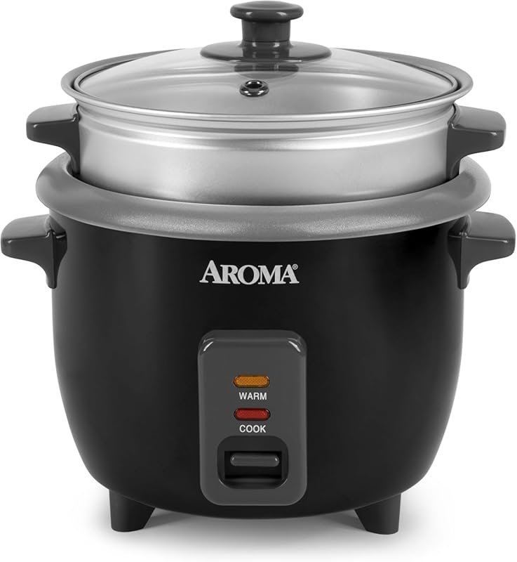 Aroma ARC‑363‑1NGB 3‑Cup Uncooked (6‑Cup Cooked) Rice Cooker, Steamer