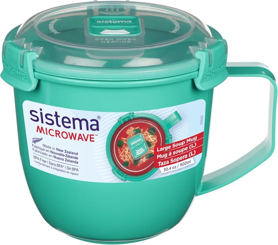 Sistema Large 900mL Microwave Soup Mug with Steam-Release Vent, Dishwa